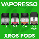 Vaporesso XROS Series Replacement Pods 4Pack 0.4/0.6/0.8/1.0/1.2